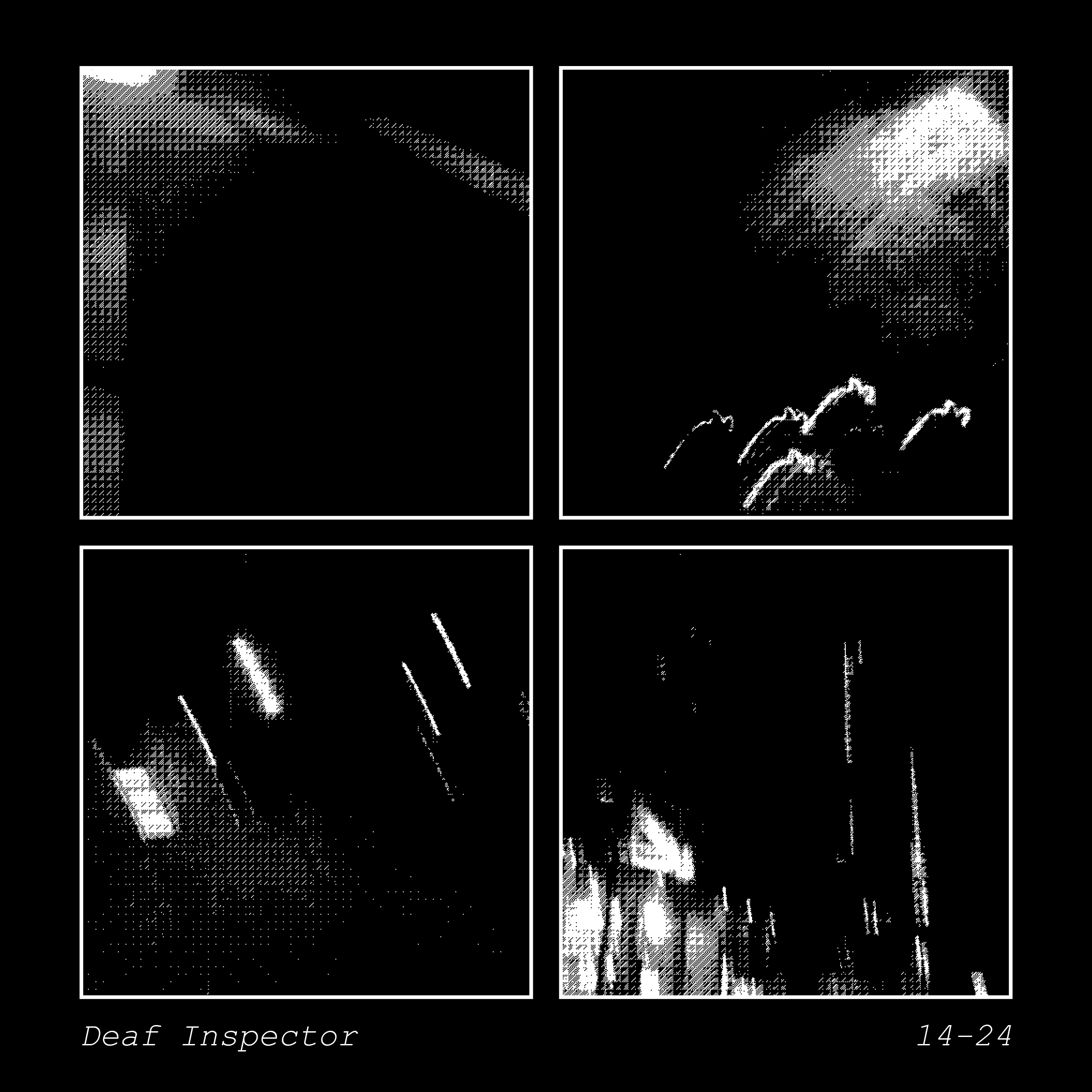 black and white abstract images in a 2x2 grid