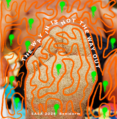 a foot logo covered in sand