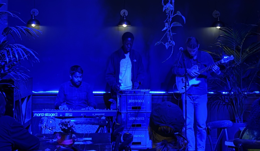 a photo of Mono Works performing as a trio