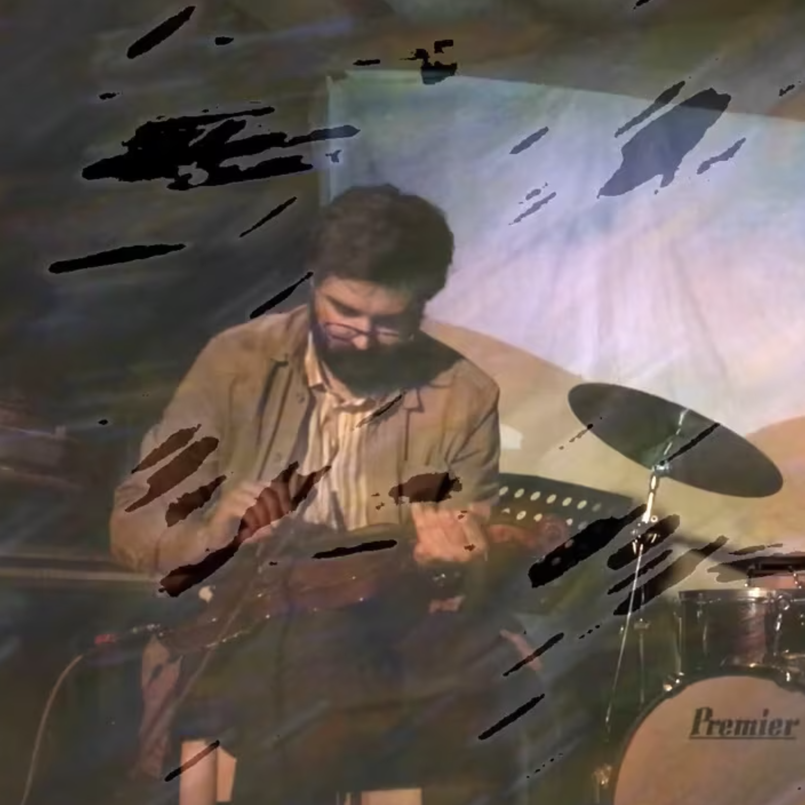 an overlayed image combining Dominic's live set with footage taken from the English-Welsh border